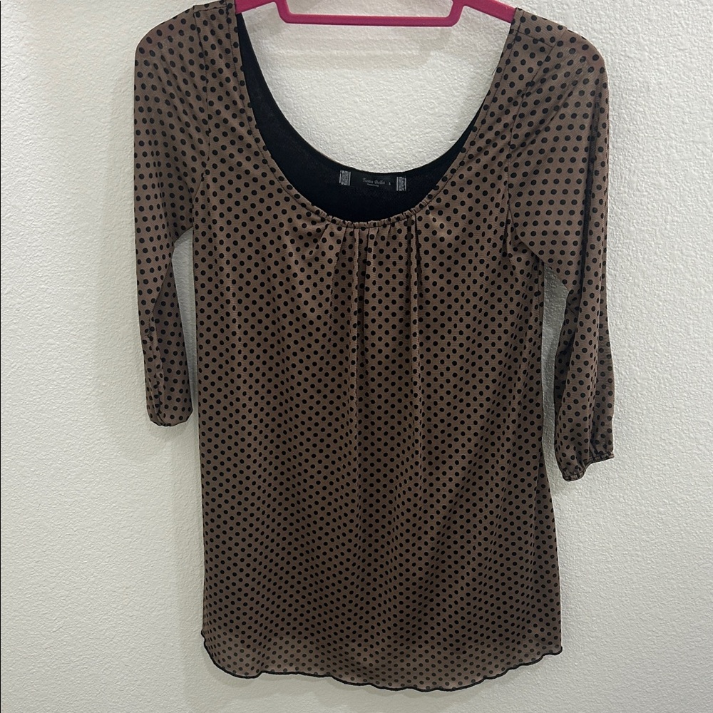 Elegant Brown Polka Dot Blouse